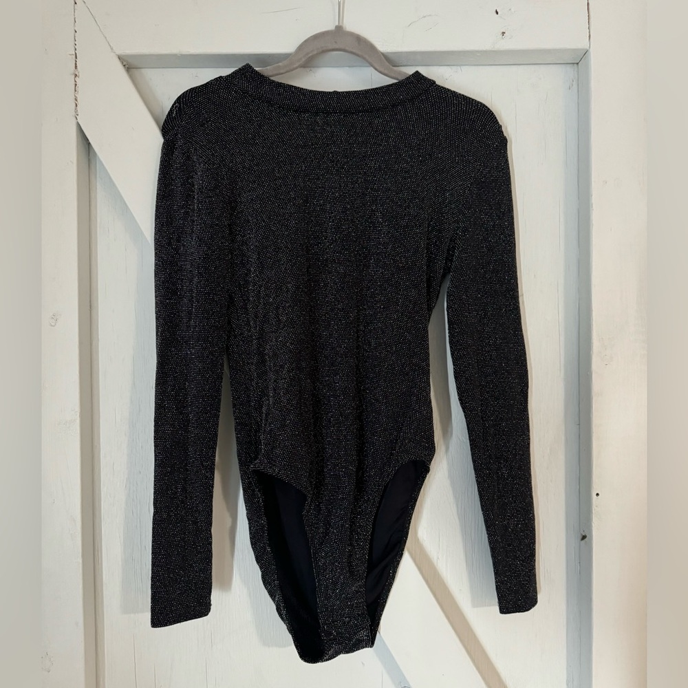 Black Sparkly Long Sleeve Bodysuit